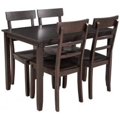 5-Piece Kitchen Dining Table Set Wood Table and Chairs Set for Dining Room by JASMODER 18 5-Piece Kitchen Dining Table Set Wood Table and Chairs Set for Dining Room by JASMODER -JASMODER Sales Store espresso jasmoder dining room sets st000015aap 76 1000