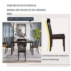 5-Piece Kitchen Dining Table Set Wood Table and Chairs Set for Dining Room by JASMODER 13 5-Piece Kitchen Dining Table Set Wood Table and Chairs Set for Dining Room by JASMODER -JASMODER Sales Store espresso jasmoder dining room sets st000015aap c3 1000