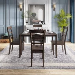 5-Piece Kitchen Dining Table Set Wood Table and Chairs Set for Dining Room by JASMODER 12 5-Piece Kitchen Dining Table Set Wood Table and Chairs Set for Dining Room by JASMODER -JASMODER Sales Store espresso jasmoder dining room sets st000015aap e1 1000