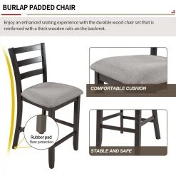 5-Piece Wood Counter Height Dining Set with Padded Chairs and Storage Shelving by JASMODER -JASMODER Sales Store espresso jasmoder dining room sets st000033aap 4f 1000