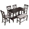 6-Pieces Wood Counter Height Dining Table Set Table with Shelf 4-Chairs and Bench by JASMODER -JASMODER Sales Store espresso jasmoder dining room sets st000058aap 64 1000
