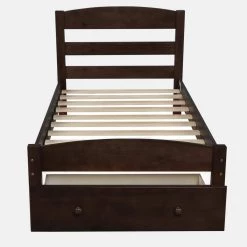 41.3 in. W Espresso Twin Non-upholstered Frame Platform Bed by JASMODER