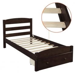 41.3 in. W Espresso Twin Non-upholstered Frame Platform Bed by JASMODER -JASMODER Sales Store espresso jasmoder platform beds wf191655aap c3 1000
