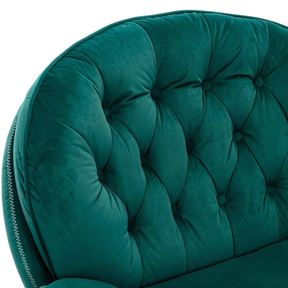 Forest Green Velvet Swivel and Tufted Barrel Chair with Ottoman Set by JASMODER 6 Forest Green Velvet Swivel and Tufted Barrel Chair with Ottoman Set by JASMODER - Image 4
