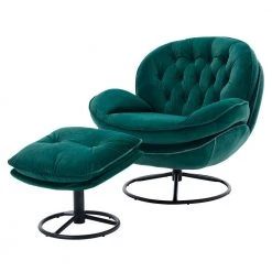 Forest Green Velvet Swivel and Tufted Barrel Chair with Ottoman Set by JASMODER 18 Forest Green Velvet Swivel and Tufted Barrel Chair with Ottoman Set by JASMODER -JASMODER Sales Store forest green jasmoder accent chairs w67632622 76 1000