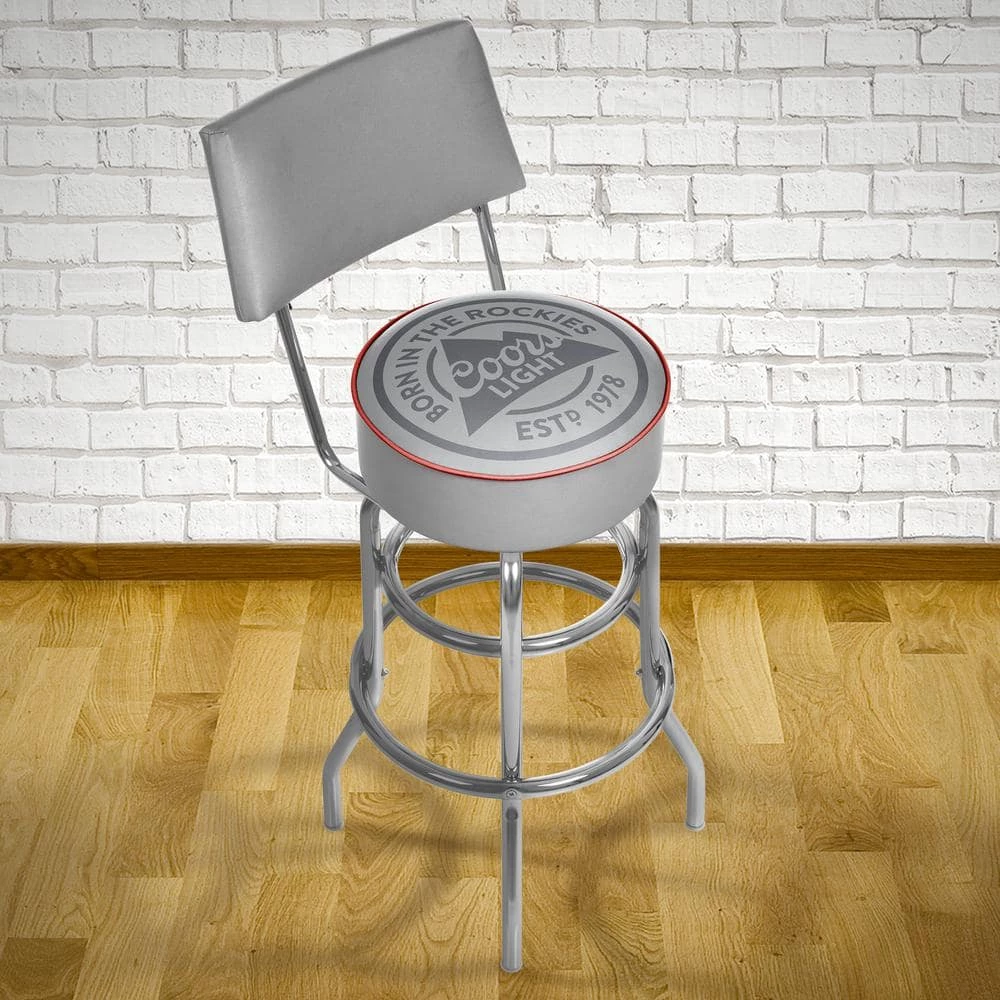 Coors Light 30 in. Chrome Padded Swivel Bar Stool by Trademark 3 Coors Light 30 in. Chrome Padded Swivel Bar Stool by Trademark