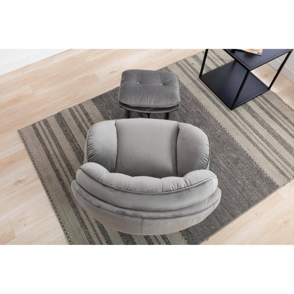 Gray Velvet Swivel and Tufted Barrel Chair with Ottoman Set by JASMODER 8 Gray Velvet Swivel and Tufted Barrel Chair with Ottoman Set by JASMODER - Image 6