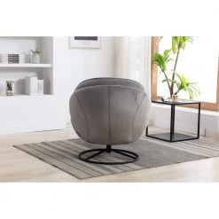 Gray Velvet Swivel and Tufted Barrel Chair with Ottoman Set by JASMODER 17 Gray Velvet Swivel and Tufted Barrel Chair with Ottoman Set by JASMODER -JASMODER Sales Store gray jasmoder accent chairs w67628187 fa 1000