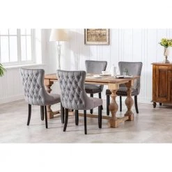 Gray Velvet Parsons Chair Set of 2 by JASMODER -JASMODER Sales Store gray jasmoder dining chairs w114342270 76 1000
