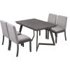 5-Piece Dining Set, Wood Rectangular Table with 4-Linen Fabric Chairs by JASMODER