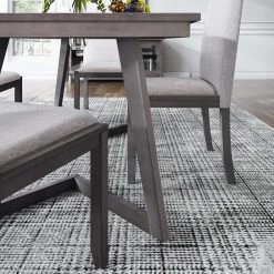 5-Piece Dining Set, Wood Rectangular Table with 4-Linen Fabric Chairs by JASMODER 18 5-Piece Dining Set, Wood Rectangular Table with 4-Linen Fabric Chairs by JASMODER -JASMODER Sales Store gray jasmoder dining room sets sh000133aae 76 1000