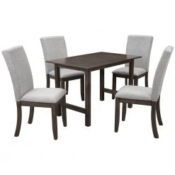Farmhouse 5-Piece Wood Dining Table Set for 4 by JASMODER 16 Farmhouse 5-Piece Wood Dining Table Set for 4 by JASMODER -JASMODER Sales Store gray jasmoder dining room sets sh000193aae 44 1000