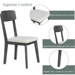 6-Piece Dining Table Set Mid-Century Style Wooden Dining Table and Chair with Bench by JASMODER -JASMODER Sales Store gray jasmoder dining room sets st000035aae 4f 1000