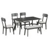 6-Piece Dining Table Set Mid-Century Style Wooden Dining Table and Chair with Bench by JASMODER -JASMODER Sales Store gray jasmoder dining room sets st000035aae 64 1000