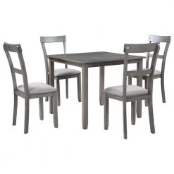 8-Piece Dining Table Set Industrial Wooden Kitchen Table and 4-Chairs for Dining Room by JASMODER