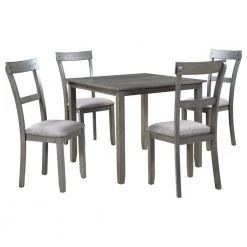8-Piece Dining Table Set Industrial Wooden Kitchen Table and 4-Chairs for Dining Room by JASMODER -JASMODER Sales Store gray jasmoder dining room sets st000036aae c3 1000