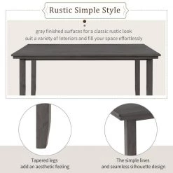 Wood Dining Room Table and Chairs with Bench, Rustic Wood Dining Set (Set of 6) by JASMODER -JASMODER Sales Store gray jasmoder dining room sets st000052aae 44 1000