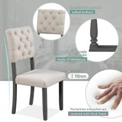 6-Piece Wood Dining Table and Chair Set with Special-Shaped Legs and Foam-Covered Seat Backs and Cushions by JASMODER -JASMODER Sales Store gray jasmoder dining room sets st000059aae 1f 1000