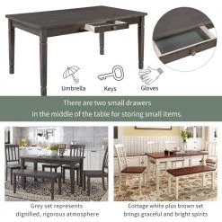 Stylish 60 in. L Wood Dining Room Table Set Small Drawers Ergonomically Designed Chairs by JASMODER 14 Stylish 60 in. L Wood Dining Room Table Set Small Drawers Ergonomically Designed Chairs by JASMODER -JASMODER Sales Store gray jasmoder dining room sets st000063aae 4f 1000