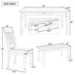 Stylish 60 in. L Wood Dining Room Table Set Small Drawers Ergonomically Designed Chairs by JASMODER 17 Stylish 60 in. L Wood Dining Room Table Set Small Drawers Ergonomically Designed Chairs by JASMODER -JASMODER Sales Store gray jasmoder dining room sets st000063aae fa 1000