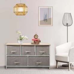 5-Drawer Gray Composite Dresser (21.5 in. x 39.4 in. x 11.8 in.) by JASMODER -JASMODER Sales Store gray jasmoder dressers w1041s0809 31 1000