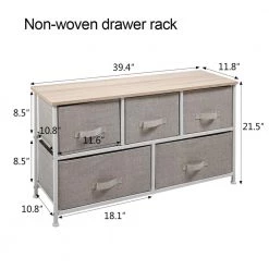 5-Drawer Gray Composite Dresser (21.5 in. x 39.4 in. x 11.8 in.) by JASMODER -JASMODER Sales Store gray jasmoder dressers w1041s0809 76 1000