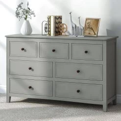 7-Drawer Gray Wood Dresser (30.1 in. x 48.4 in. x 15.4 in.) by JASMODER 12 7-Drawer Gray Wood Dresser (30.1 in. x 48.4 in. x 15.4 in.) by JASMODER -JASMODER Sales Store gray jasmoder dressers wf288862aag 76 1000