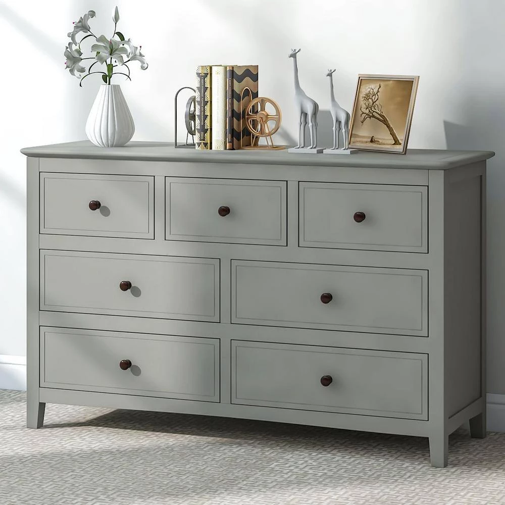7-Drawer Gray Wood Dresser (30.1 in. x 48.4 in. x 15.4 in.) by JASMODER 7 7-Drawer Gray Wood Dresser (30.1 in. x 48.4 in. x 15.4 in.) by JASMODER - Image 5