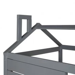 Twin Size House Bed Wood Bed with Twin Size Trundle ( Gray ) by JASMODER 13 Twin Size House Bed Wood Bed with Twin Size Trundle ( Gray ) by JASMODER -JASMODER Sales Store gray jasmoder platform beds lp000007aae 1f 1000