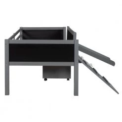 Twin size Loft Bed Wood Bed with Two Storage Boxes - Gray by JASMODER -JASMODER Sales Store gray jasmoder platform beds lp000075aae 4f 1000