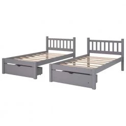 79.5 in. W Gray Full Frame Platform Bed by JASMODER