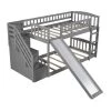 Stairway Gray Twin Bunk Bed with 2-Drawers and Slide by JASMODER -JASMODER Sales Store gray jasmoder platform beds lt000155aae 64 1000