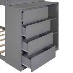 Gray Twin Bunk Bed with 4-Drawers and 3-Shelves by JASMODER -JASMODER Sales Store gray jasmoder platform beds lt000167aae 4f 1000