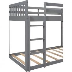 Gray Twin Bunk Bed with 4-Drawers and 3-Shelves by JASMODER -JASMODER Sales Store gray jasmoder platform beds lt000167aae c3 1000