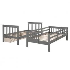 Stairway Gray win Bunk Bed with 3-Drawers for Bedroom, Dorm by JASMODER