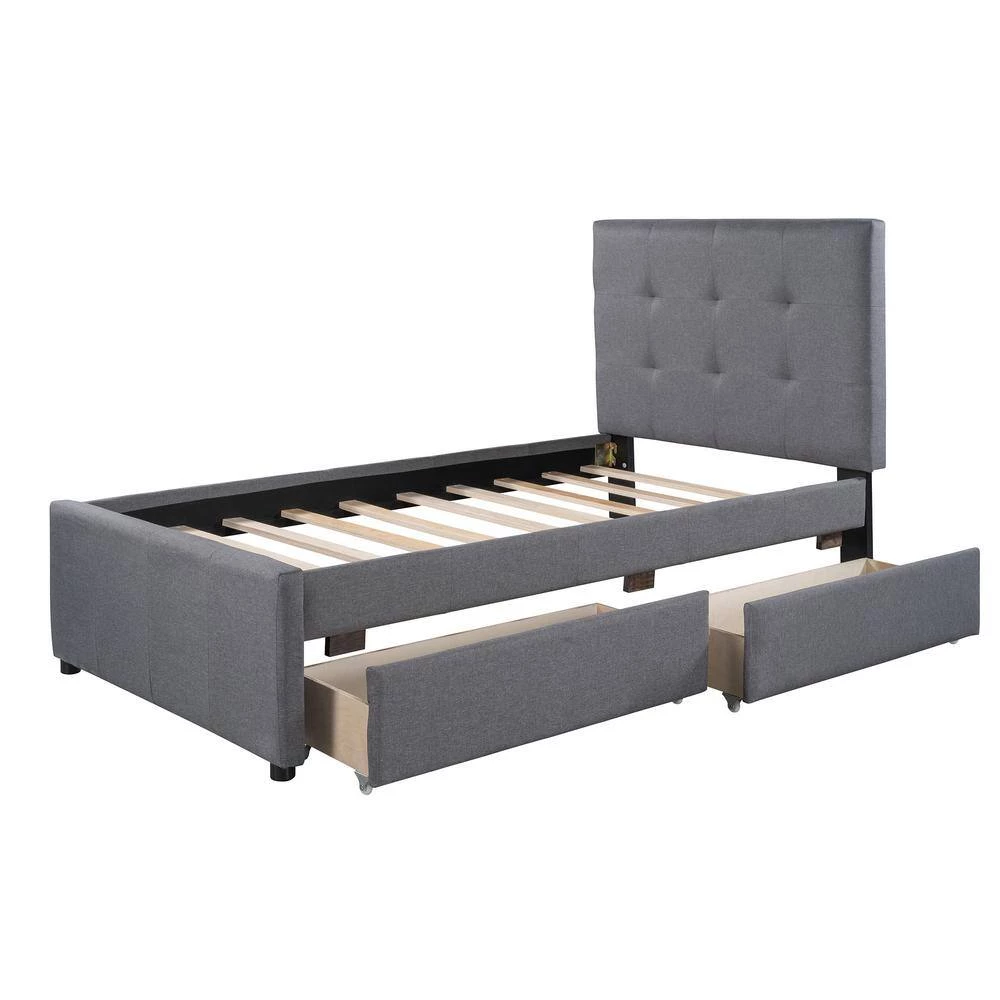 39.3 in. W Gray Twin Frame Platform Bed by JASMODER 9 39.3 in. W Gray Twin Frame Platform Bed by JASMODER - Image 7