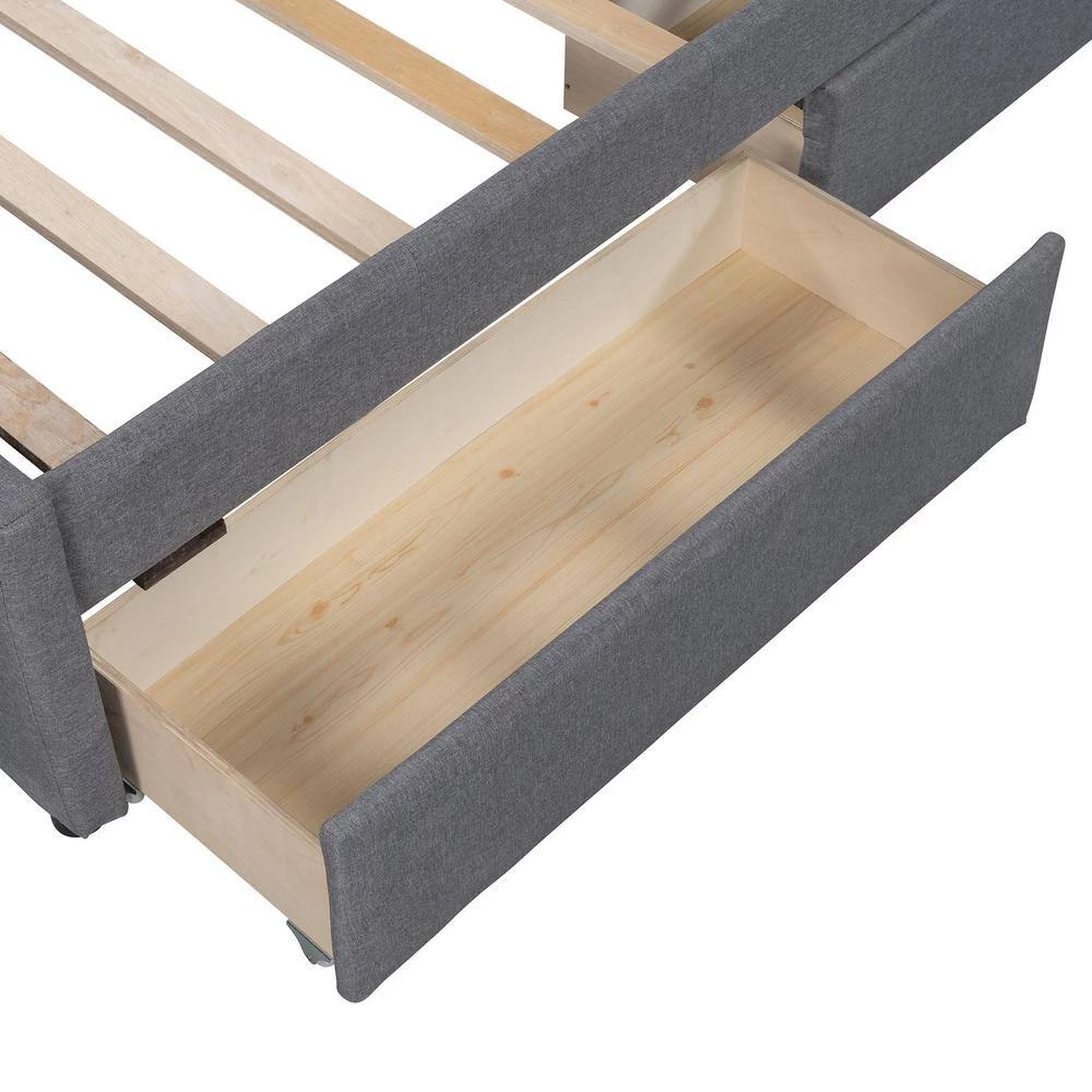 39.3 in. W Gray Twin Frame Platform Bed by JASMODER 6 39.3 in. W Gray Twin Frame Platform Bed by JASMODER - Image 4