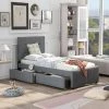 39.3 in. W Gray Twin Frame Platform Bed by JASMODER -JASMODER Sales Store gray jasmoder platform beds sm000503aae 64 1000