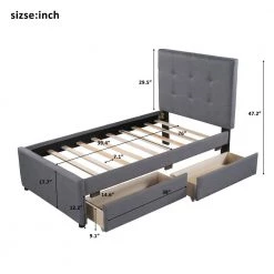 39.3 in. W Gray Twin Frame Platform Bed by JASMODER 11 39.3 in. W Gray Twin Frame Platform Bed by JASMODER -JASMODER Sales Store gray jasmoder platform beds sm000503aae c3 1000