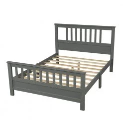 Gray Full Wood Platform Bed with Headboard and Footboard by JASMODER -JASMODER Sales Store gray jasmoder platform beds wf192974aae 31 1000