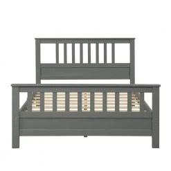 Gray Full Wood Platform Bed with Headboard and Footboard by JASMODER