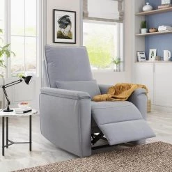 Gray Manual Special Recliner Sofa Chair with Padded Seat Microfiber for Bedroom, Living Room by JASMODER