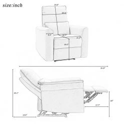 Gray Manual Special Recliner Sofa Chair with Padded Seat Microfiber for Bedroom, Living Room by JASMODER -JASMODER Sales Store gray jasmoder recliners sg000182aaa 76 1000