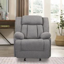 35 in. W Round Arm Linen Adjustable Fabric Recliner Chair Straight Sofa in Gray by JASMODER -JASMODER Sales Store gray jasmoder sofas couches w83436694 31 1000