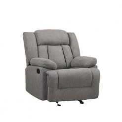 35 in. W Round Arm Linen Adjustable Fabric Recliner Chair Straight Sofa in Gray by JASMODER