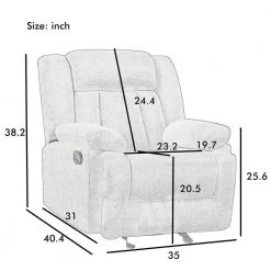 35 in. W Round Arm Linen Adjustable Fabric Recliner Chair Straight Sofa in Gray by JASMODER -JASMODER Sales Store gray jasmoder sofas couches w83436694 76 1000