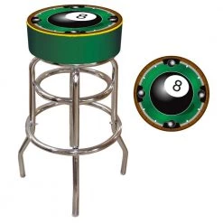 Rack'em 8-Ball 31 in. Chrome Swivel Cushioned Bar Stool by Trademark