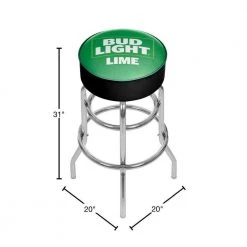 Bud Light Lime 31 in. Chrome Swivel Cushioned Bar Stool by Trademark -JASMODER Sales Store green chrome trademark bar stools ab1000 bllime 40 1000