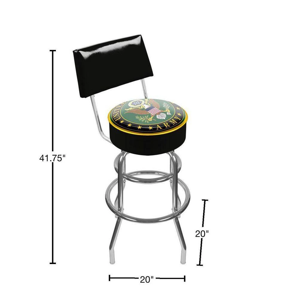 U.S. Army Symbol 30 in. Chrome Padded Swivel Bar Stool by Trademark 5 U.S. Army Symbol 30 in. Chrome Padded Swivel Bar Stool by Trademark - Image 3
