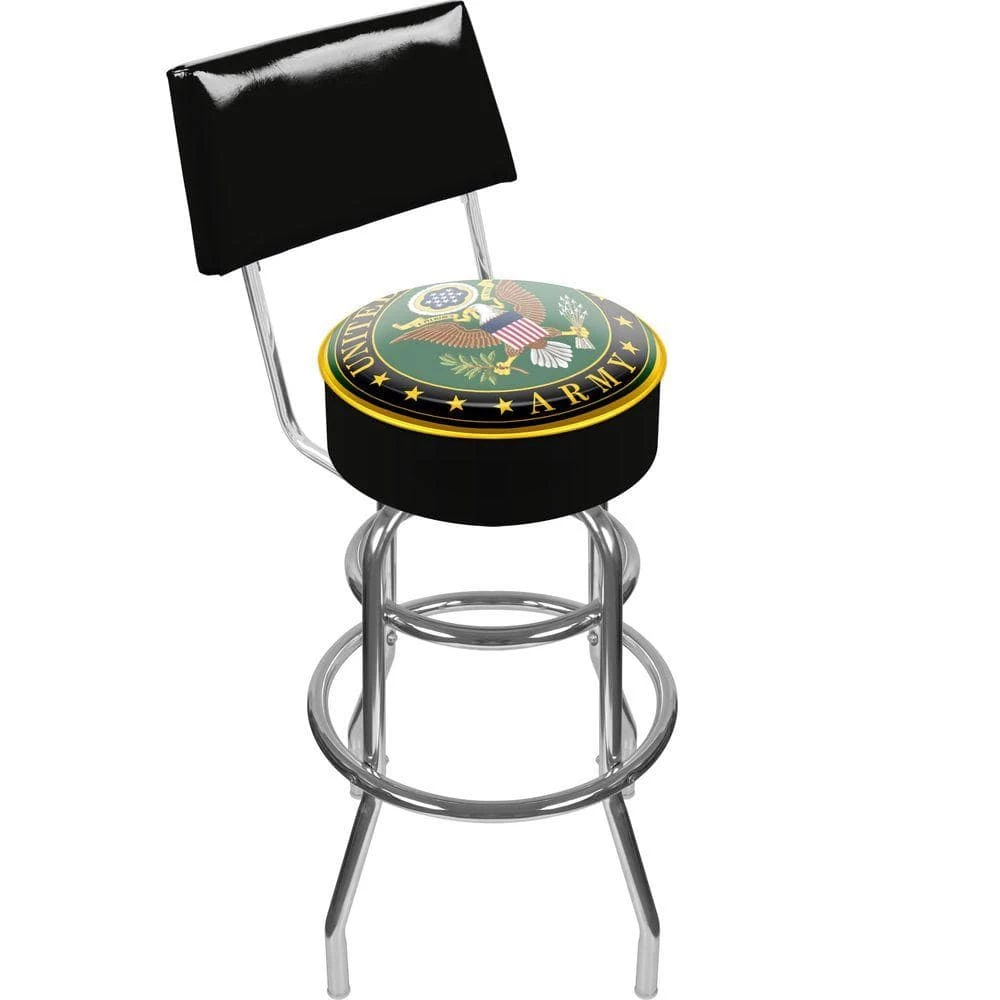U.S. Army Symbol 30 in. Chrome Padded Swivel Bar Stool by Trademark 3 U.S. Army Symbol 30 in. Chrome Padded Swivel Bar Stool by Trademark